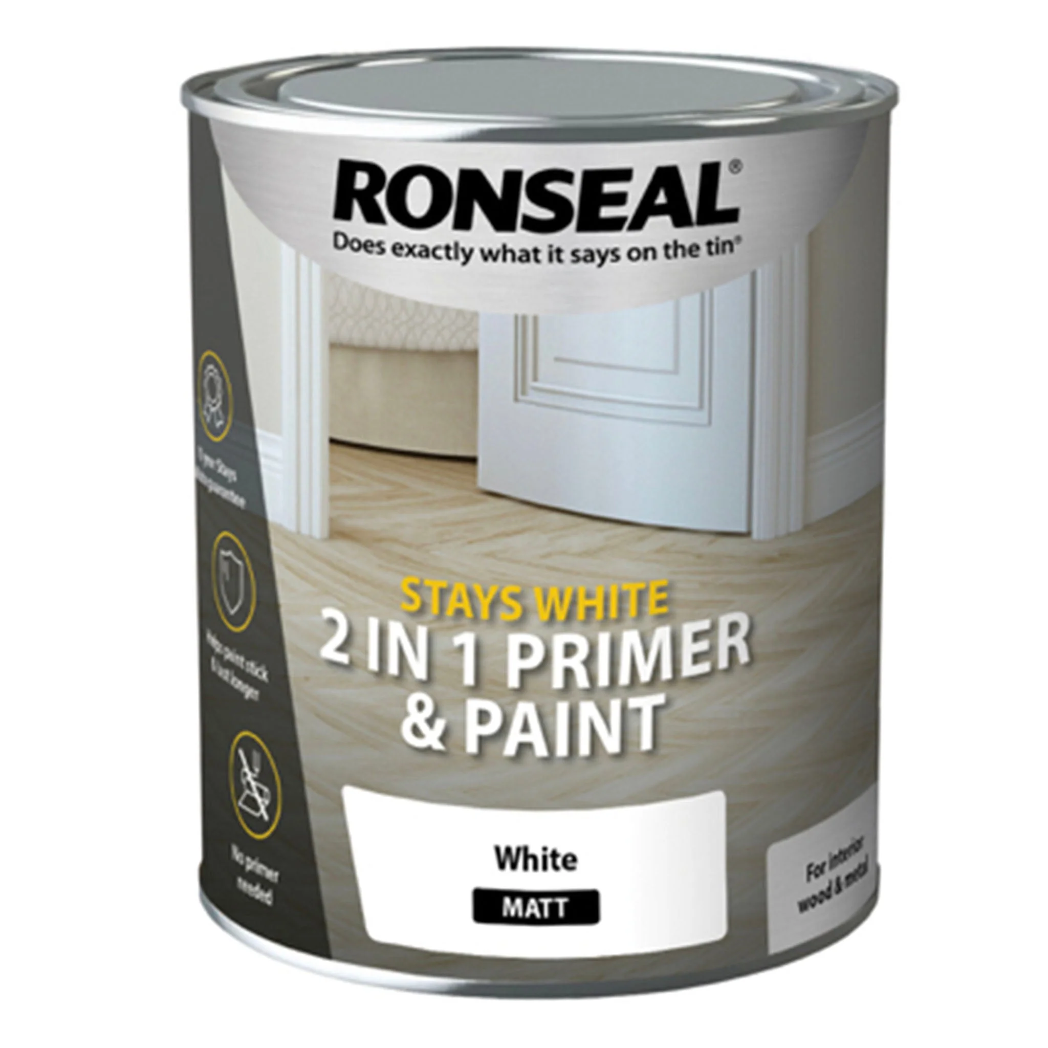 Ronseal Stays White 2 in 1 Primer and Paint Brilliant White - Image 4
