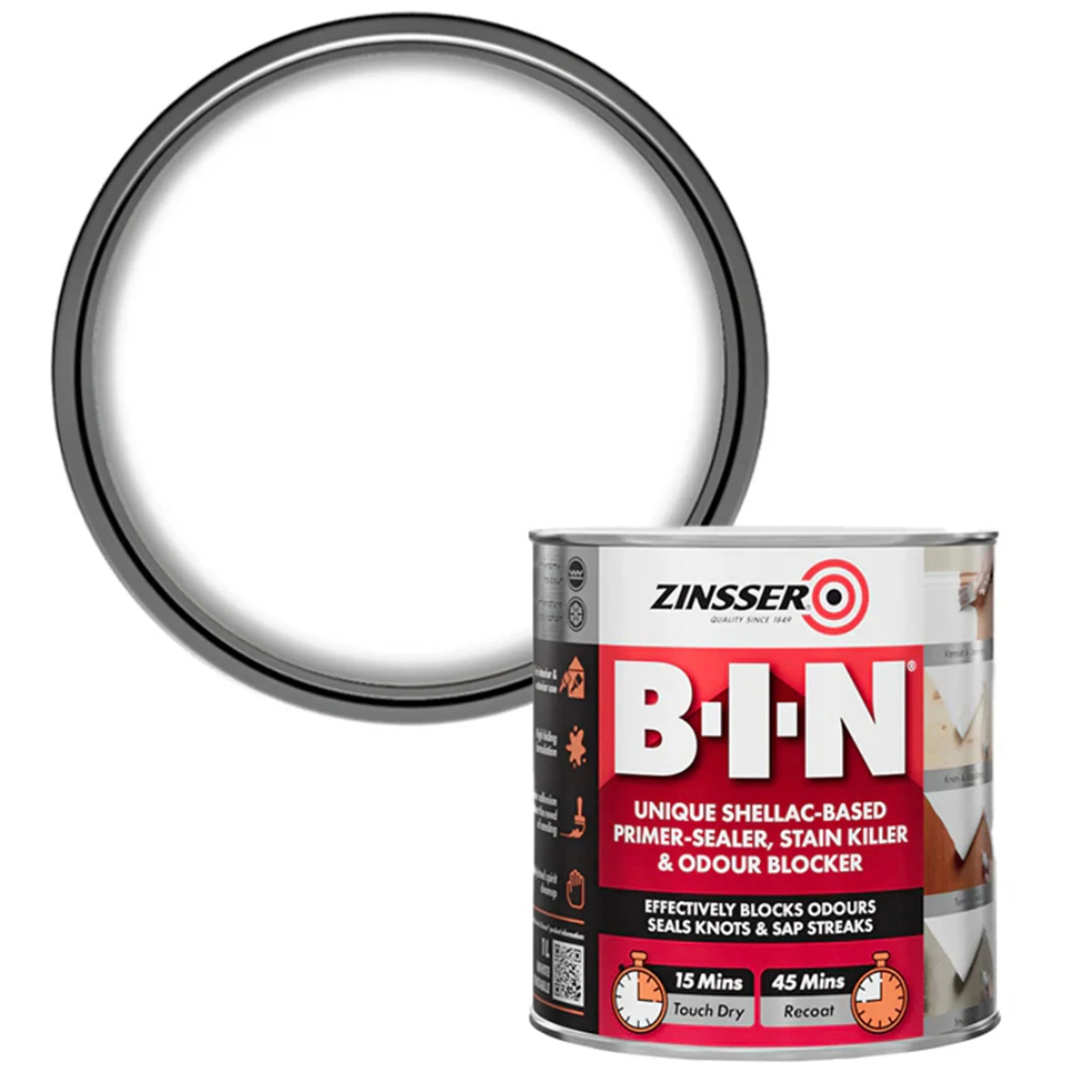 Zinsser B-I-N Primer Sealer Stain Killer Paint White - Image 3